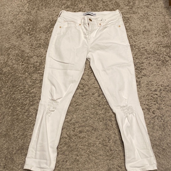 Express Denim - Express White Ripped Jeans Cropped Legging MidRise! Side 4R, NWT​